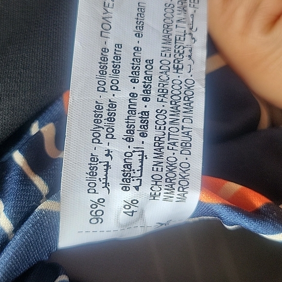 NWT Zara Navy Blue Geometric Printed Wide Leg Pants Size Small - Picture 5 of 5